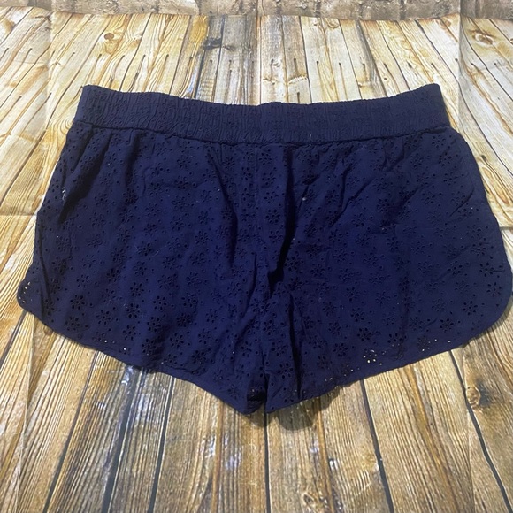 Aerie Blue Lace Floral Laser Cut Lined Cotton Pull On Shorts - Picture 2 of 5